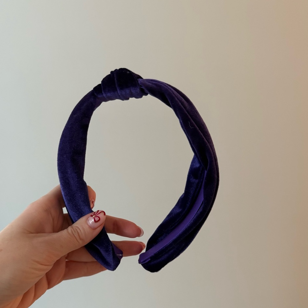 Purple velvet top knot headband adult size